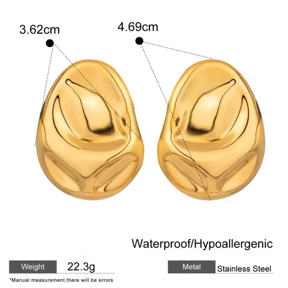 Vintage Gold Geometric 18K Gold Stainless Steel Waterproof Earrings - Picture 6 of 10